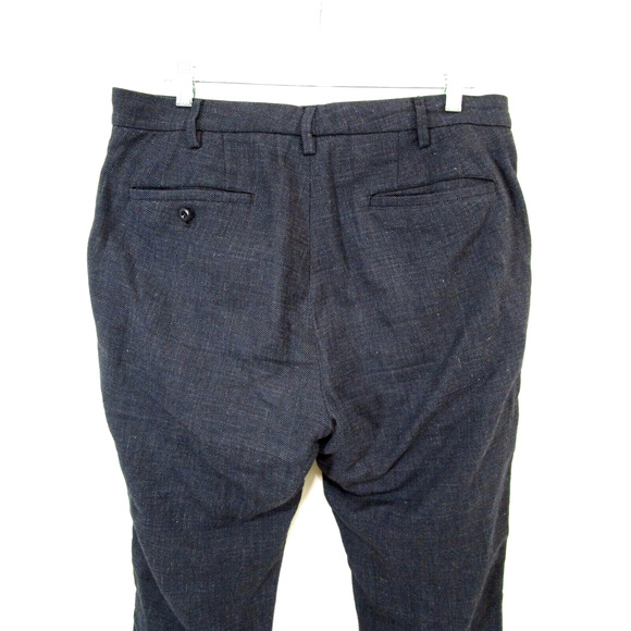 Sage De Cret Navy Blue Linen, Silk Cotton Blend Tweed Dress Pants Men Sz L - Picture 8 of 11